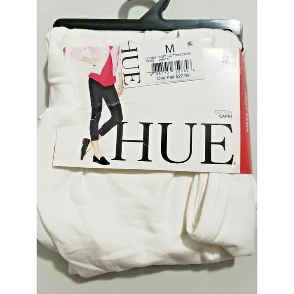 HUE White Cotton Capri EDV Leggings Size Medium (8-10) U1798179100 - Picture 3 of 4